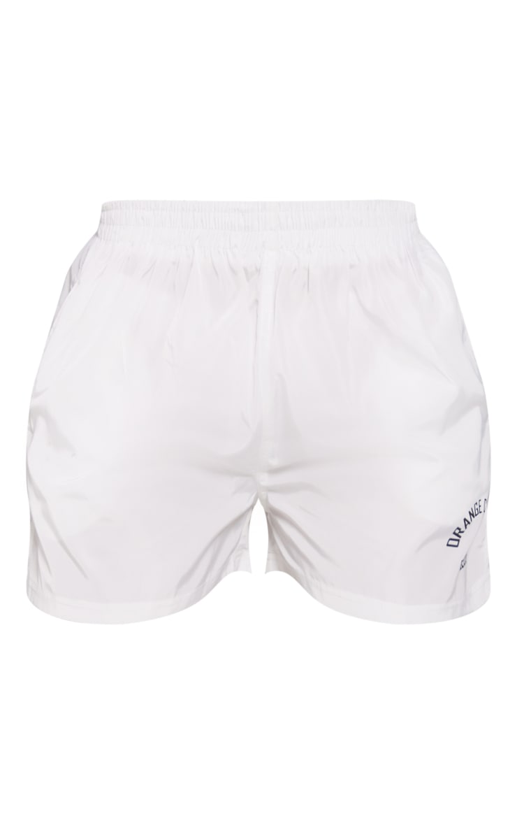 Short de course en nylon blanc à slogan imprimé image 6