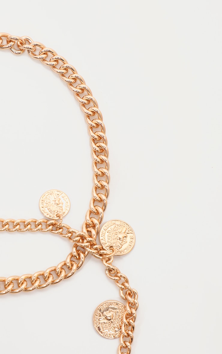 Gold Multi Coin Charm Double Layer Anklet image 3