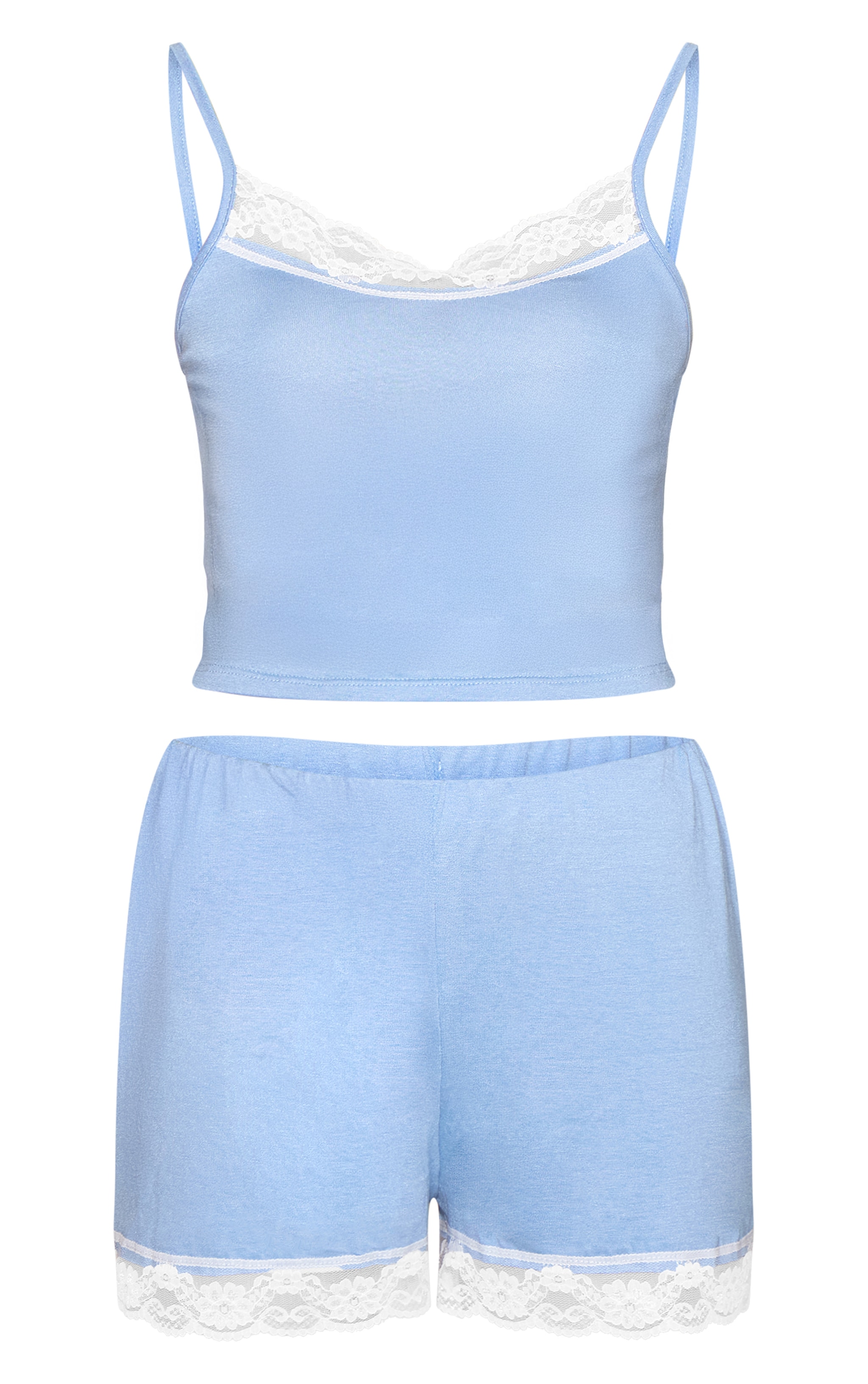 Baby Blue Lace Trim Short Pj Set image 5