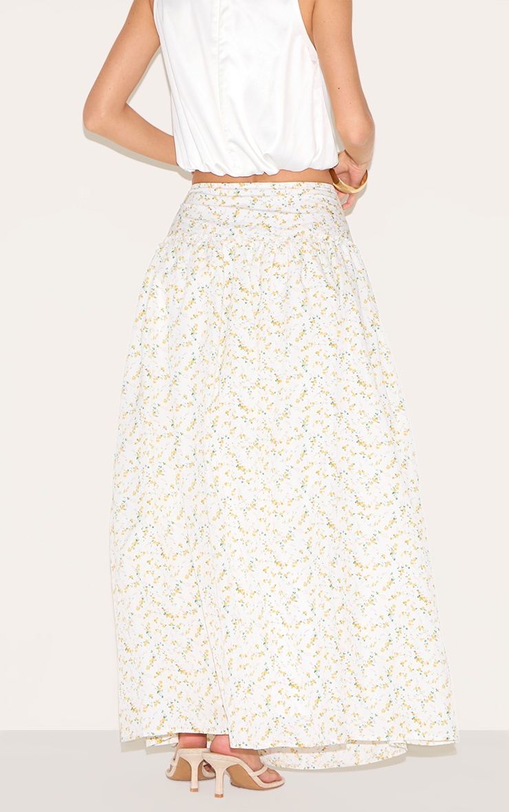Jupe longue volumineuse blanche imprimé petites fleurs image 3