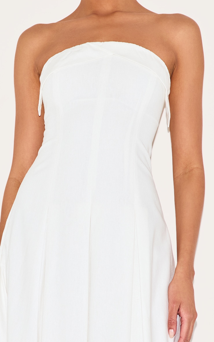 White Bandeau Pleated Midaxi Dress image 4