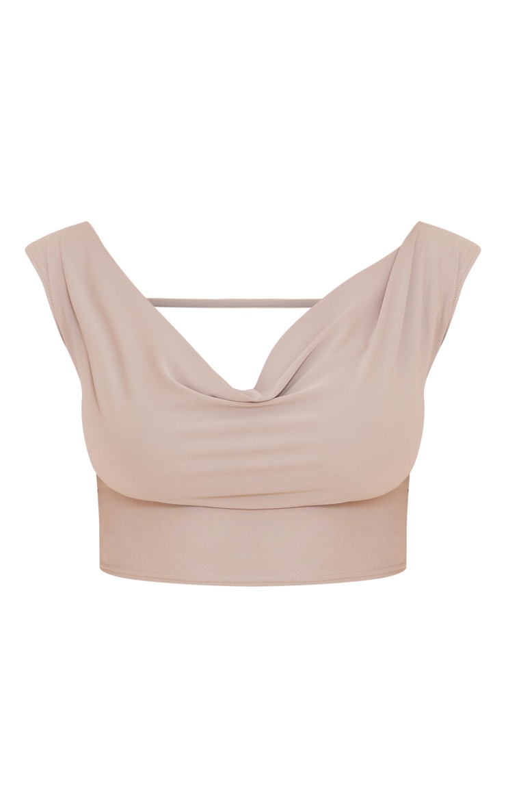 Shape Taupe Slinky Cowl Neck Crop Top image 6