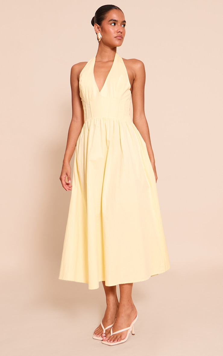 Lemon Woven Halterneck Sleeveless Midaxi Dress image 3