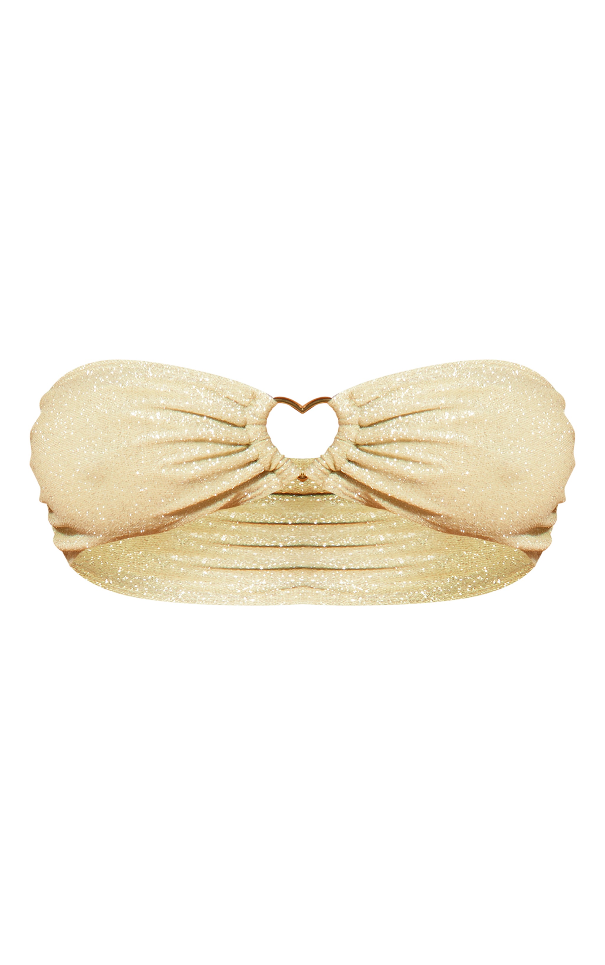 Haut de maillot de bain citron vert à paillettes texturées et détail coeur image 5