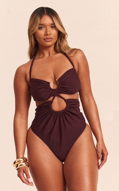 Shape Plum Ring Detail Ruched Swimsuit