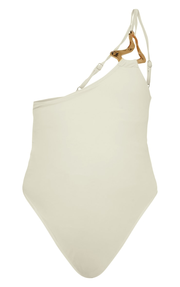 Sand Gold Trim Asymmetric Swimsuit image 5