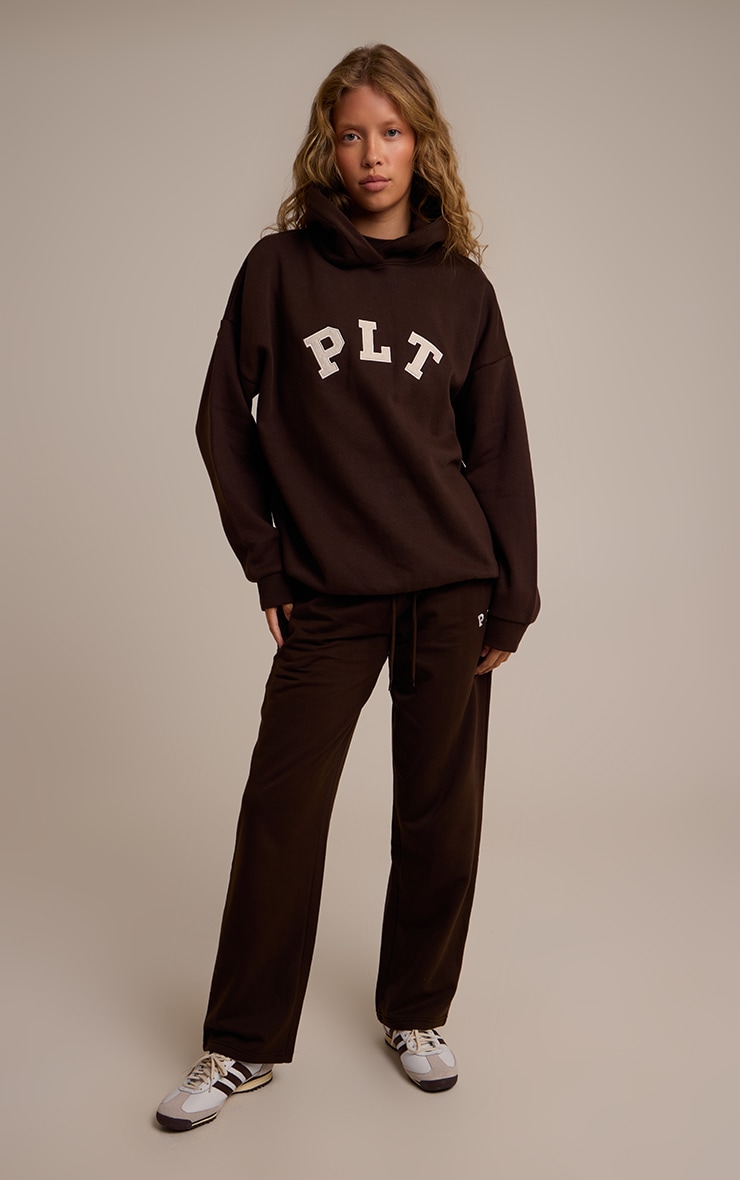 PRETTYLITTLETHING Espresso Logo Oversized Hoodie image 3
