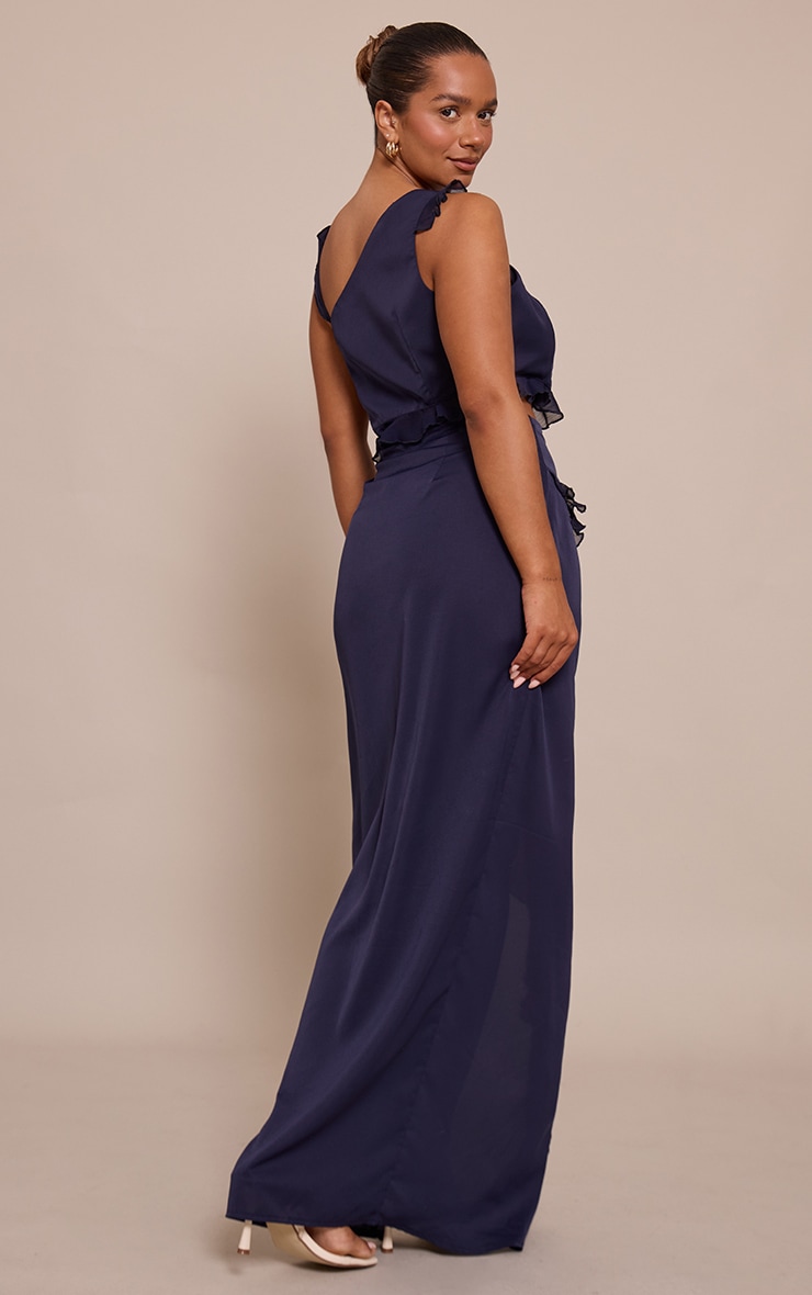 shape navy Chiffon Frill Cut Out Maxi Dress image 2