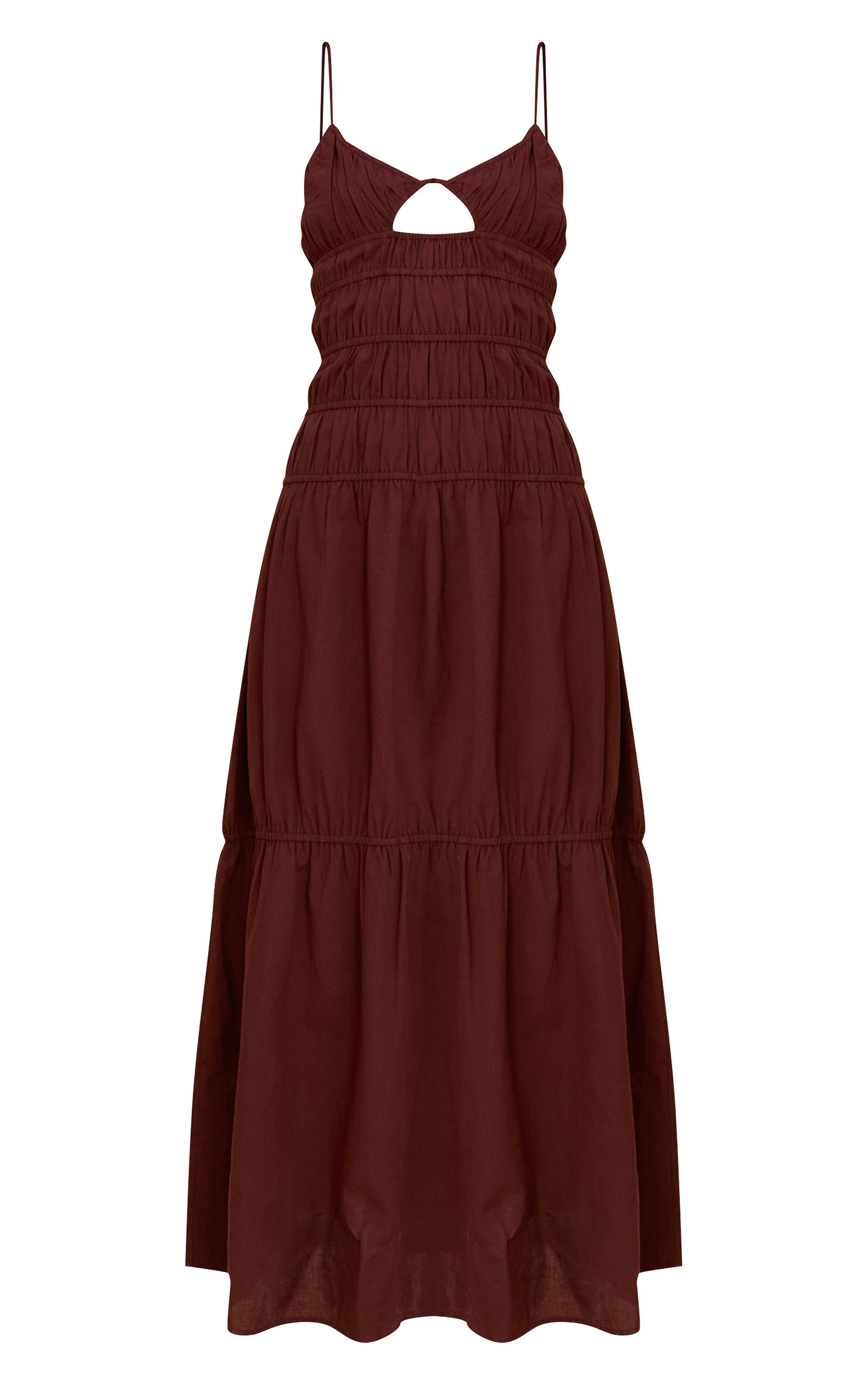 Chocolate Ruched Cut Out Maxi Dress image 5