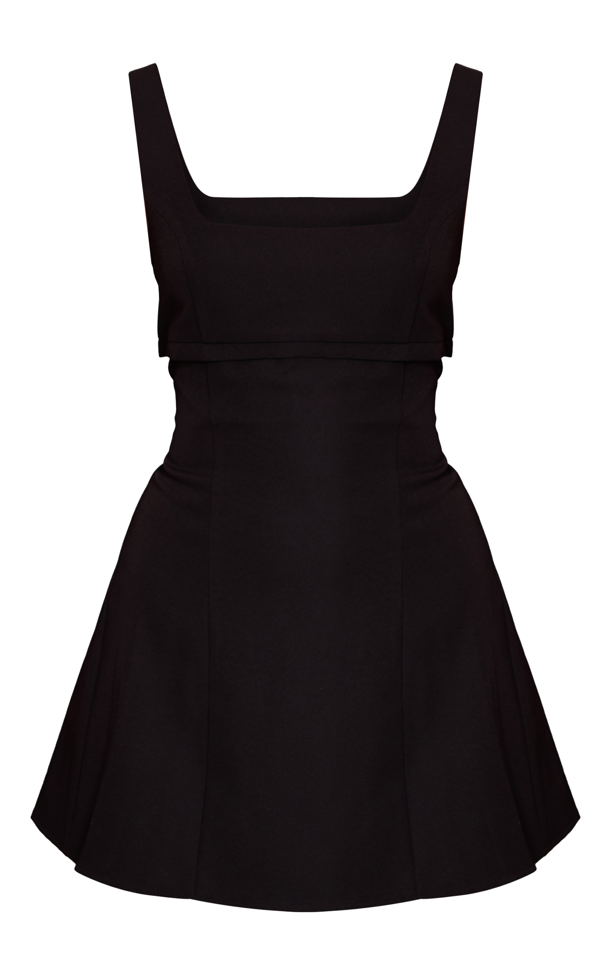 Robe de tailleur droite tissée noire sans manches à double lisérés sous le buste image 5