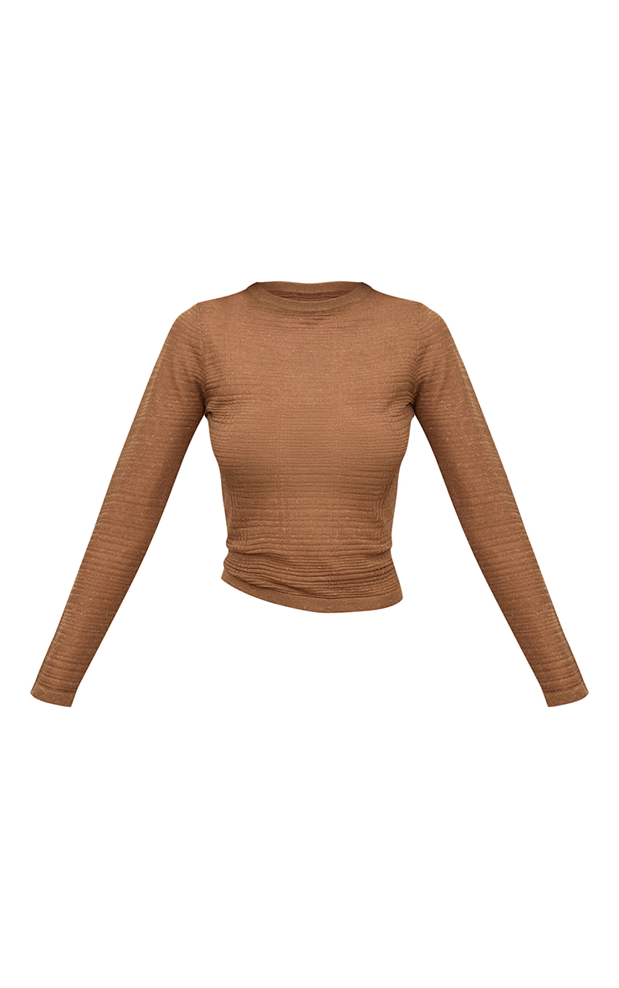 Top en maille tricot camel transparente à carreaux image 5
