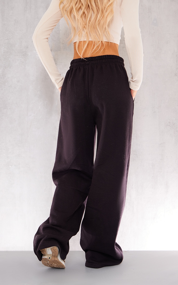 Black Pintuck Drawstring Straight Leg Track Pants image 3