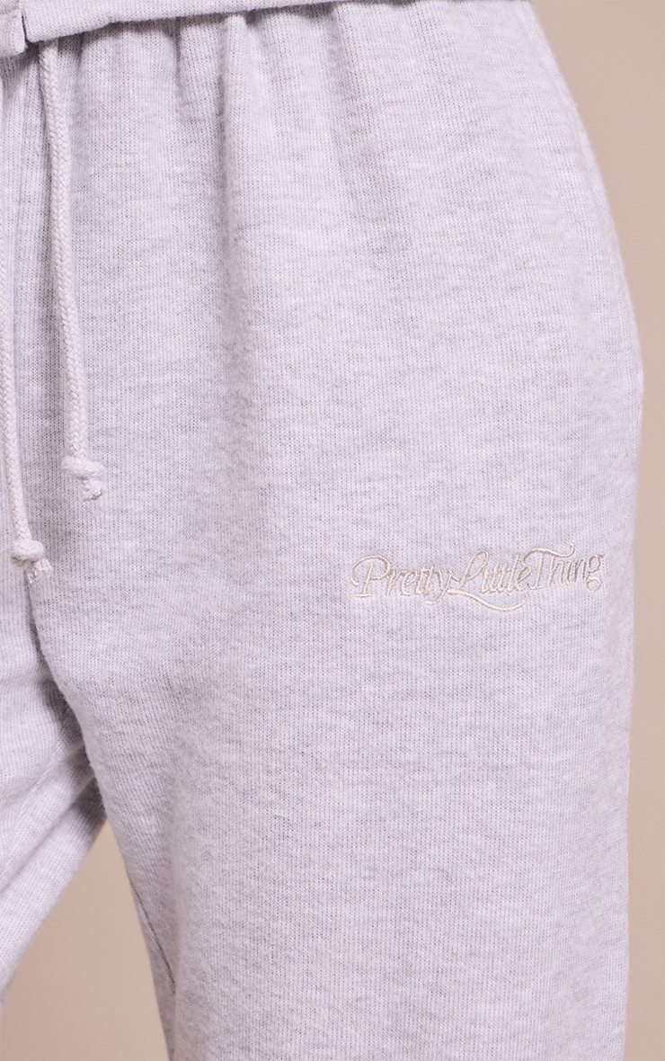 Tall Grey Embroidered Supersoft Cuffed Track Pants image 4