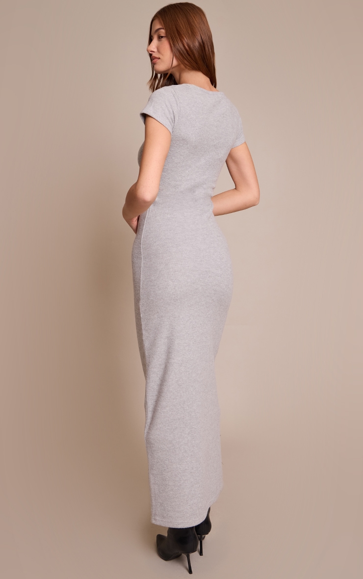 Grey Soft Brushed Short Sleeve Maxi Dress image 2