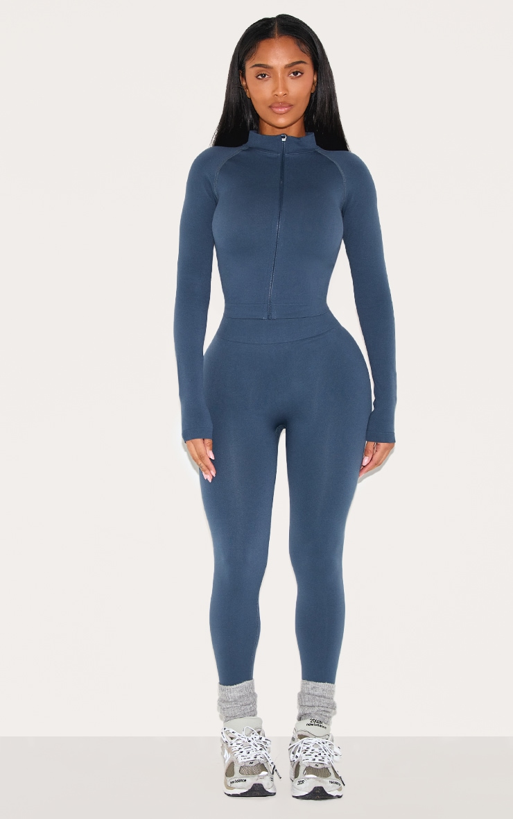 Shape Navy Seamless Active Zip Through Jacket | Shape