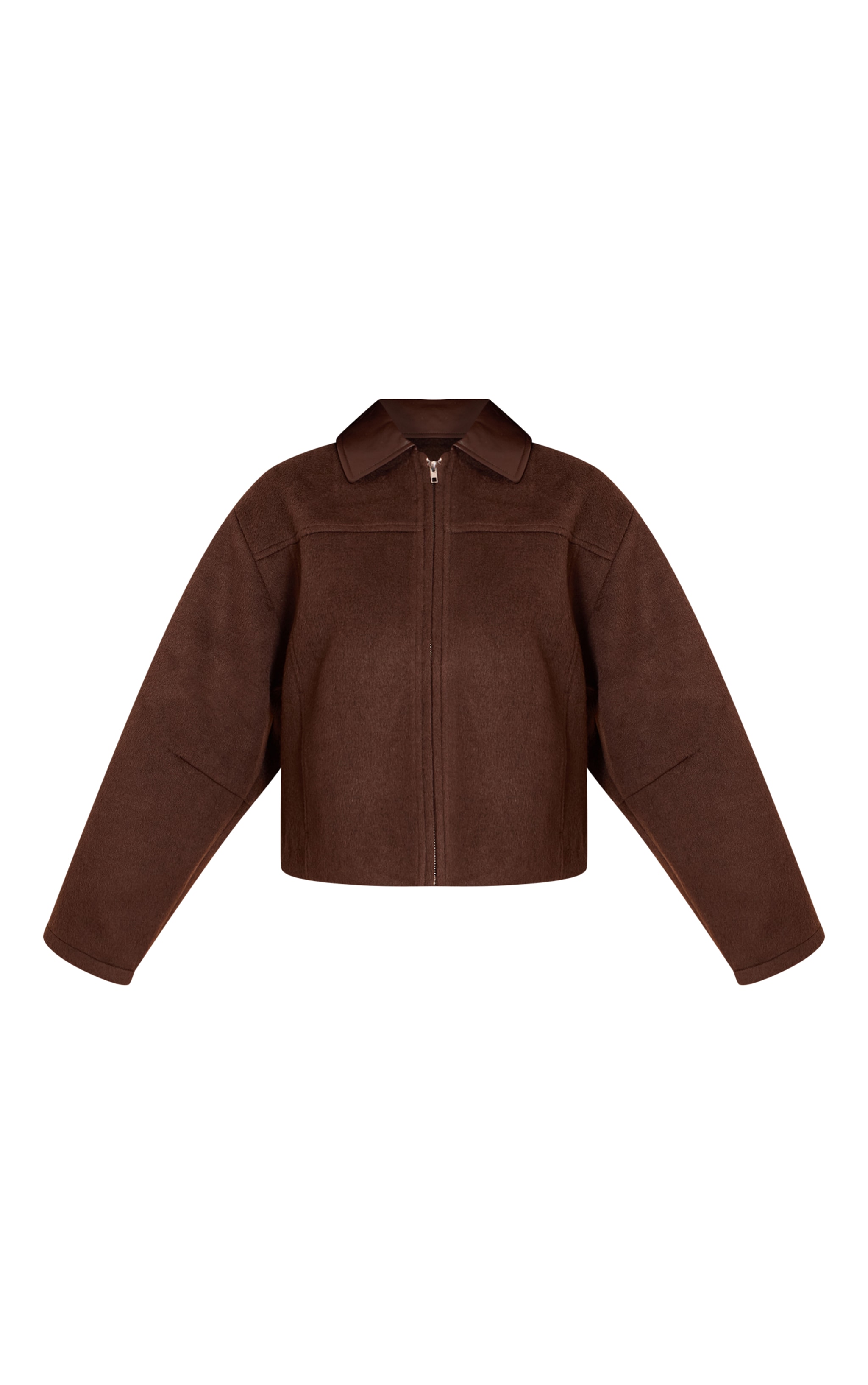 Chocoalate PU Collar Zip Up Jacket image 5