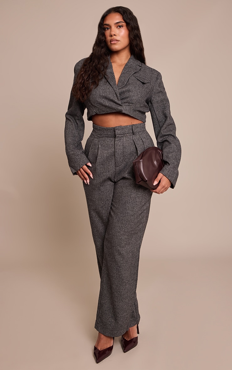 SHAPE charcoal HERRINGBONE structured CROPPED BLAZER image 3