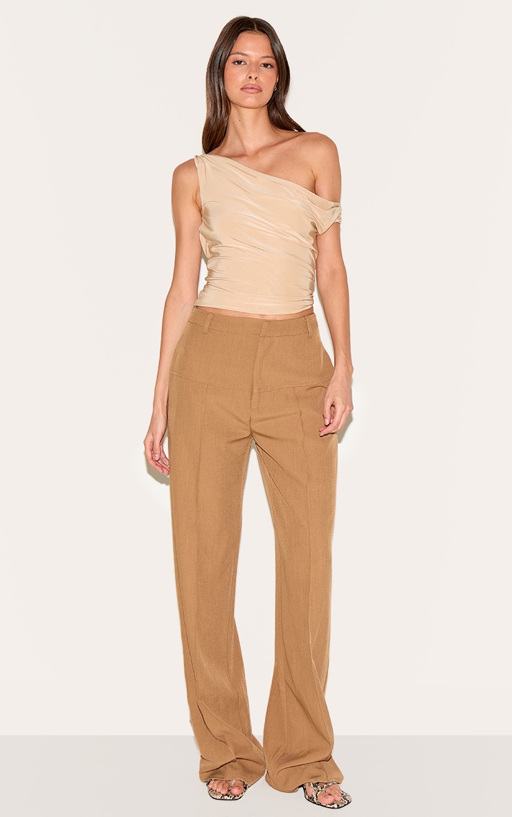 Sand Double Layer Slinky Twist Arm Cowl Long Top image 3