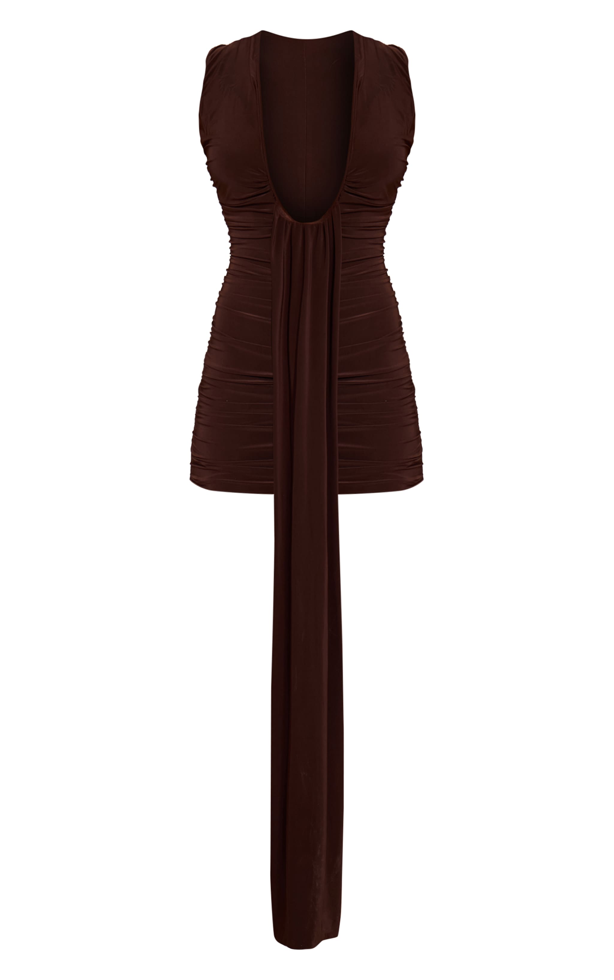 Chocolate Plunge Ruched Mini Dress image 5