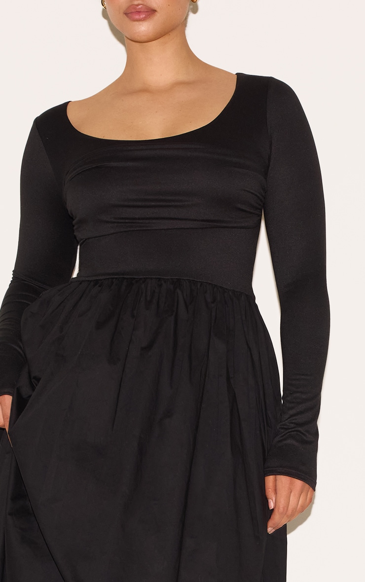 Shape Black Scoop Neck Ruched Bust Maxi Shift Dress image 4