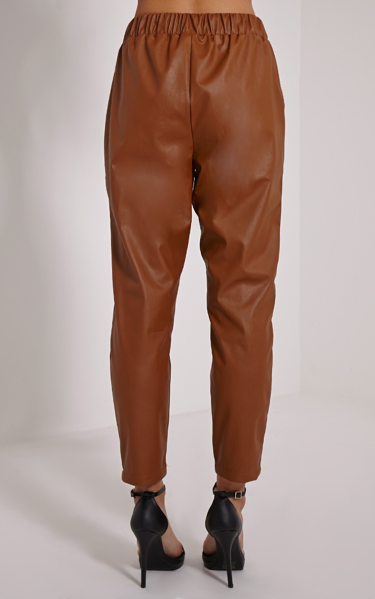 tan leather joggers