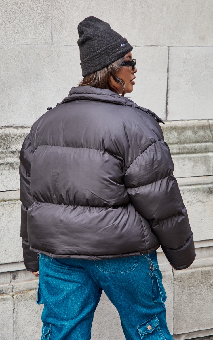 Plus Black Toggle Detail Puffer Jacket image 2