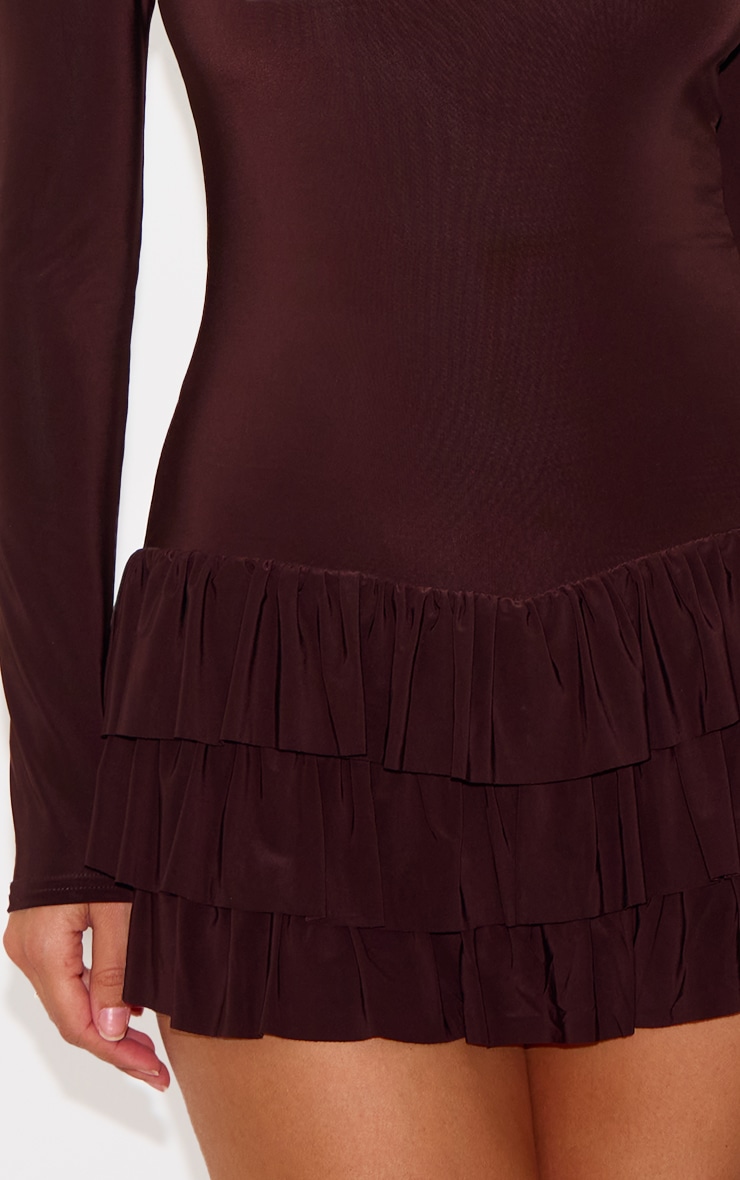 Chocolate Double Layer Slinky Long Sleeve Rara Skort Romper image 4