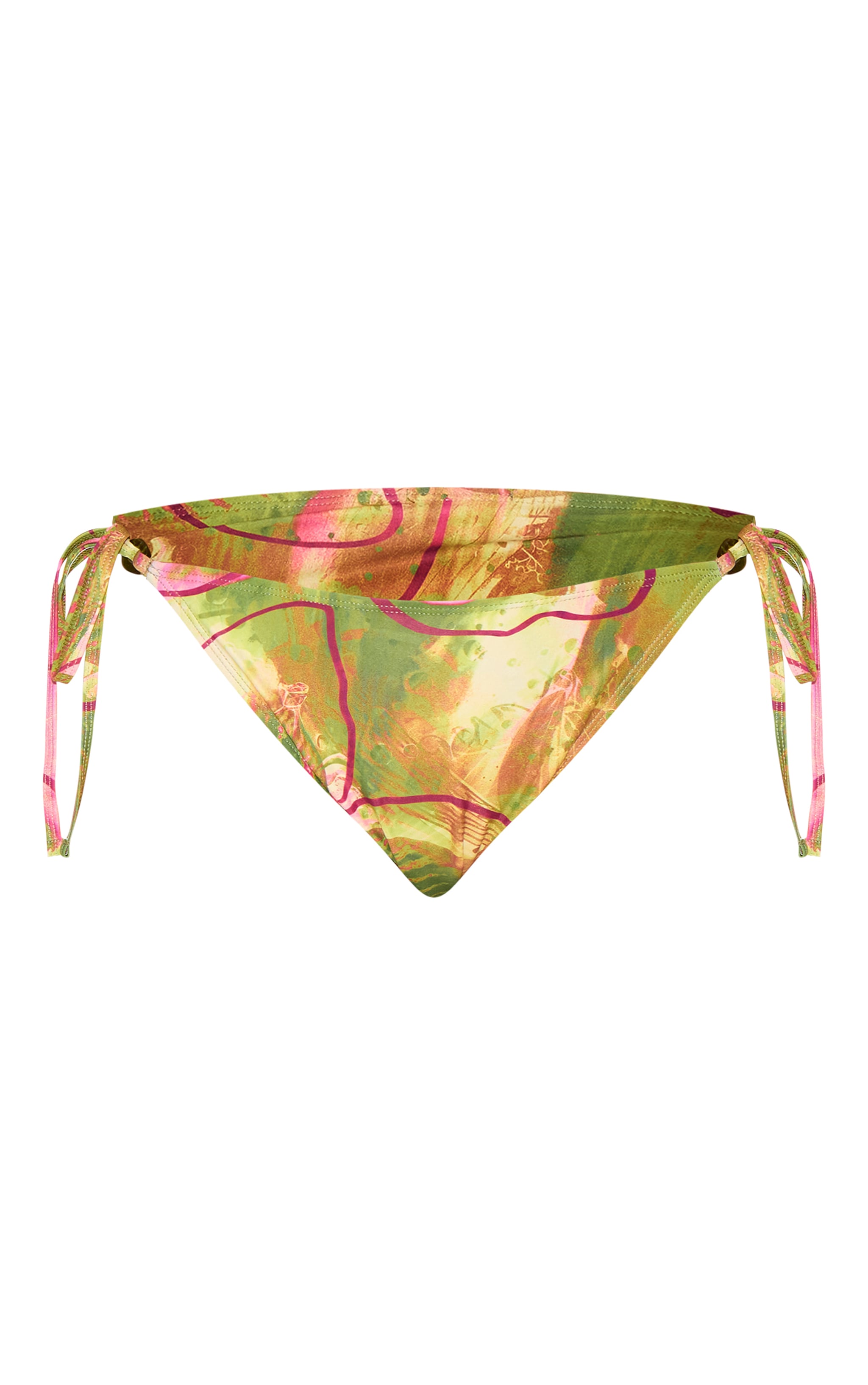 Plus Bas de maillot de bain vert olive imprimé orchidée noué sur les côtés image 5