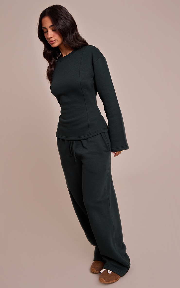 Petite Hunter Green Wide Leg Sweatpant image 2