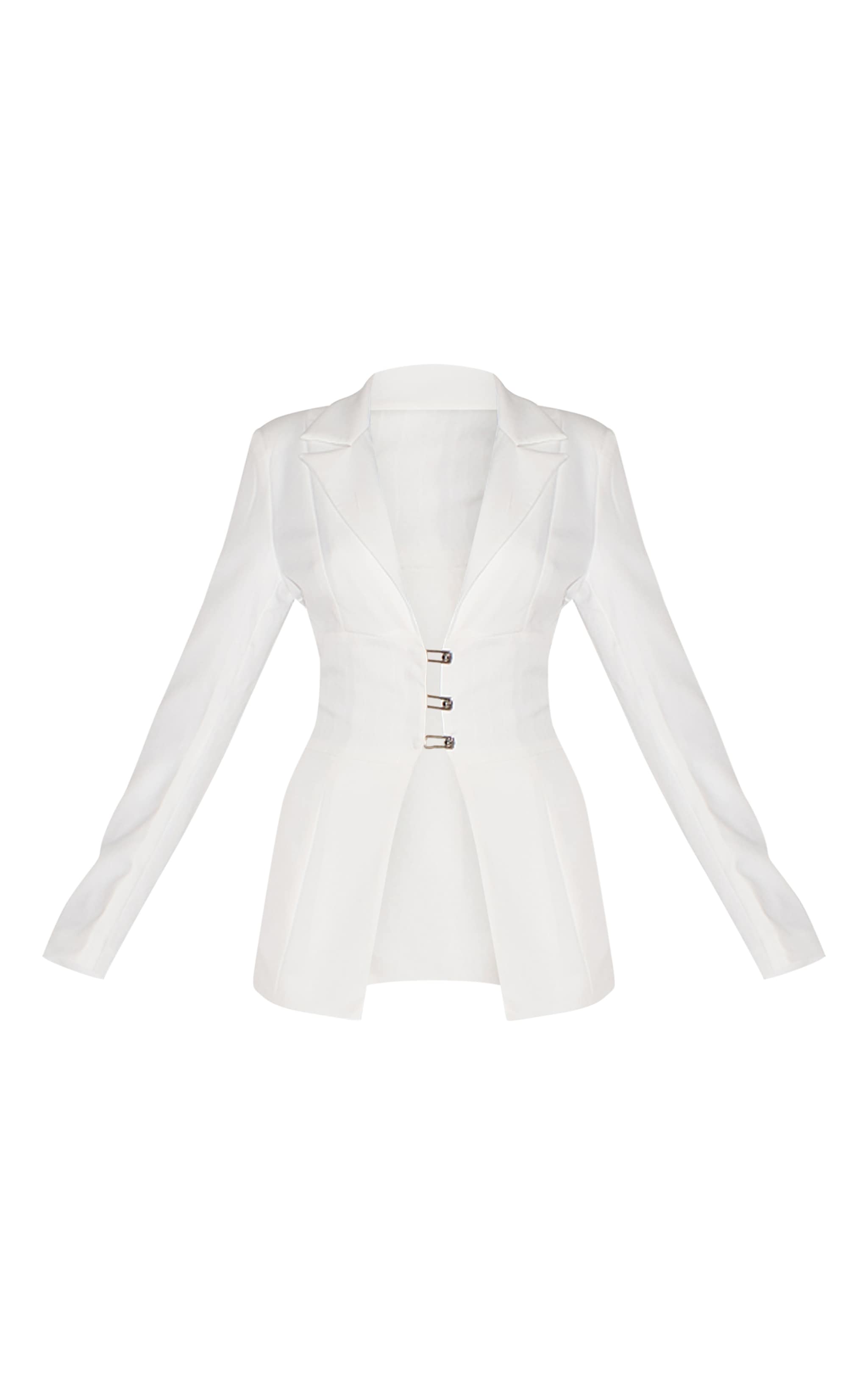 White Fitted Lace Up Back Blazer image 5