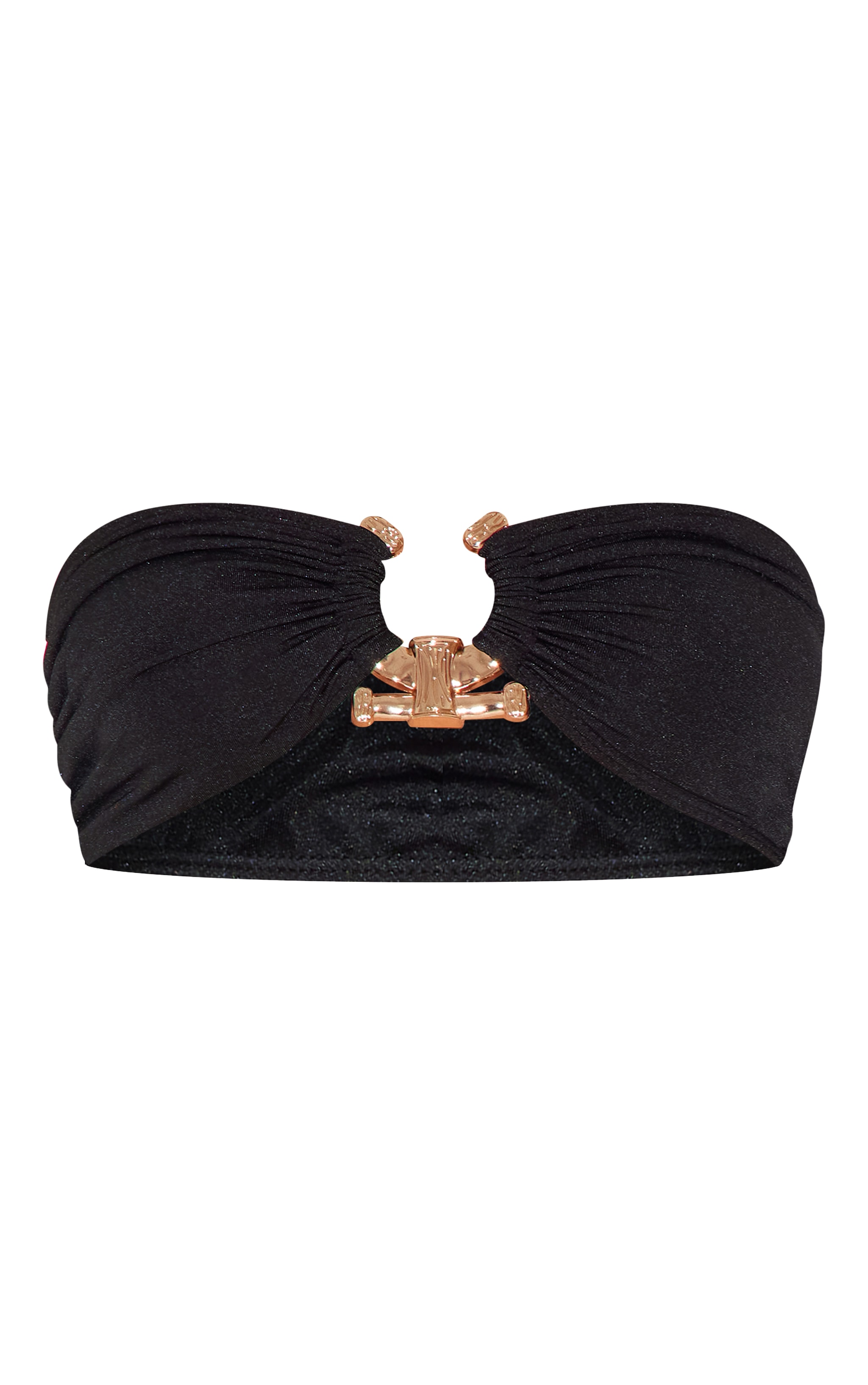 Black Hammered Trim Bandeau Bikini Top image 5