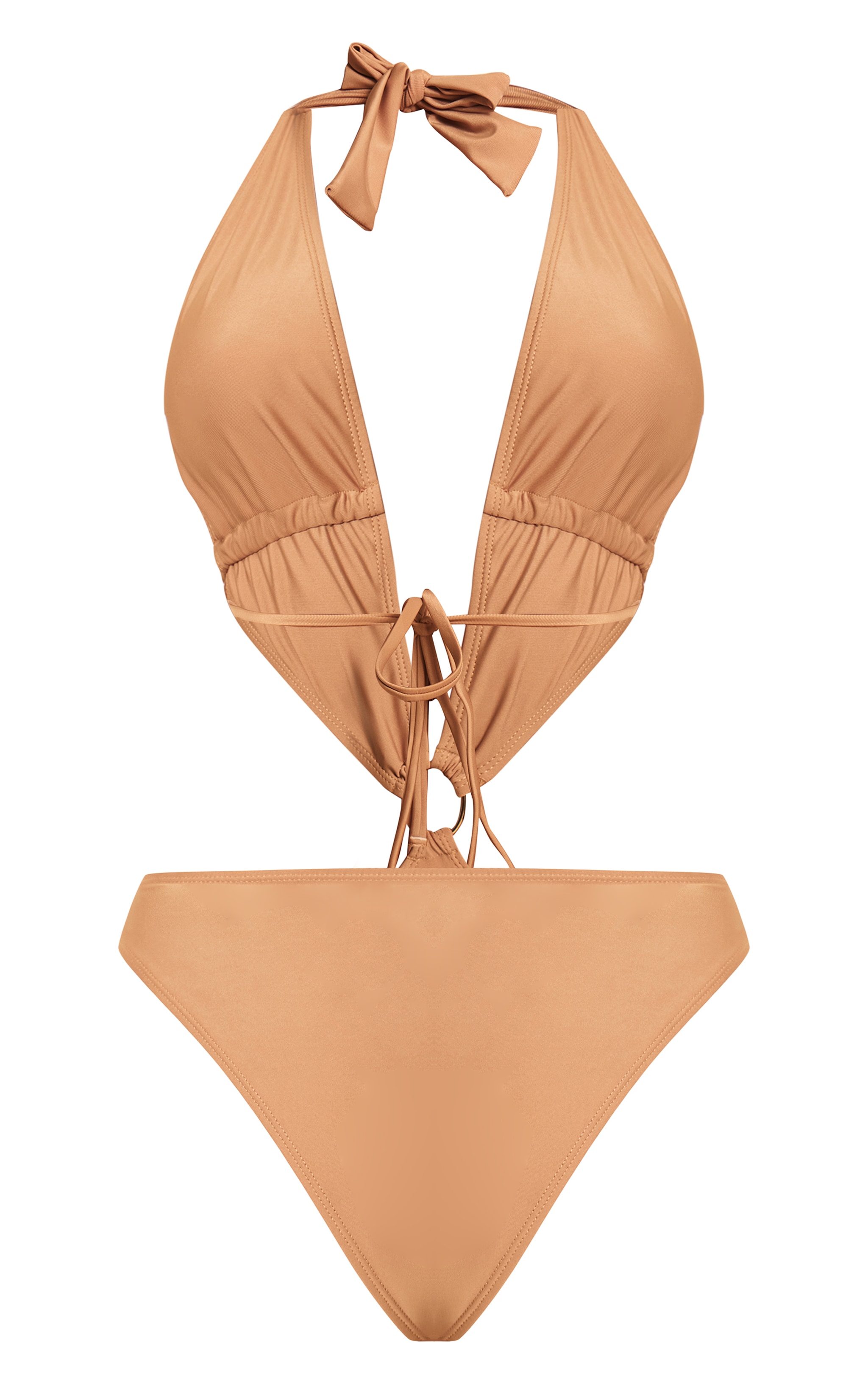 Maillot de bain beige à décolleté plongeant et détail anneau image 6