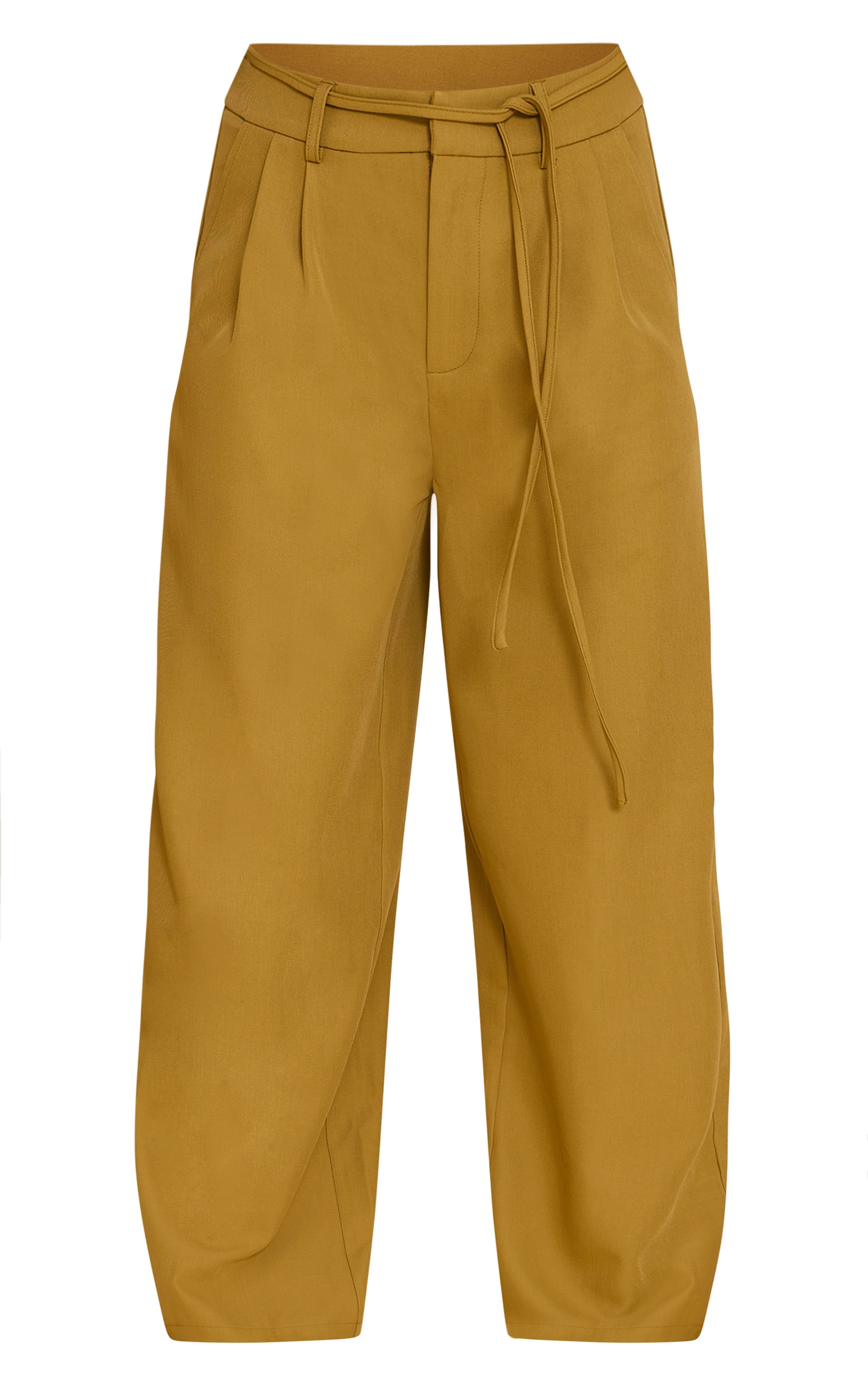 Deep Mustard Tailored Tie Detail Woven Wide Leg Pants image 5