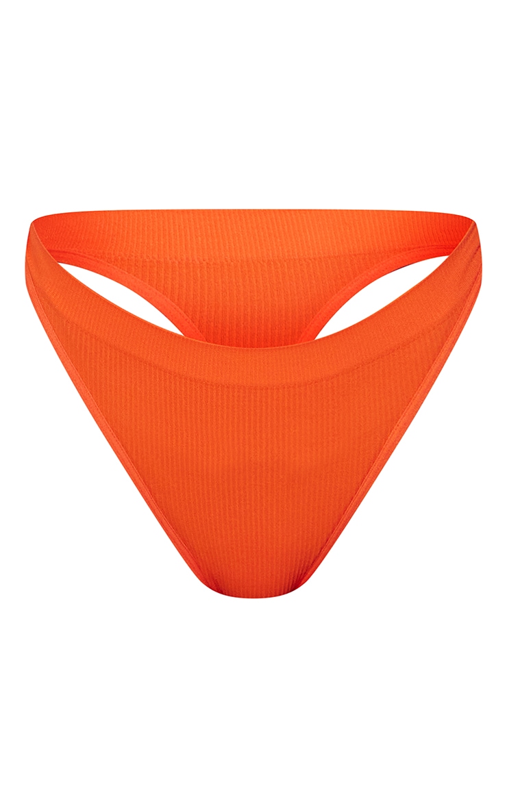 Orange Seamless Rib Thong image 5