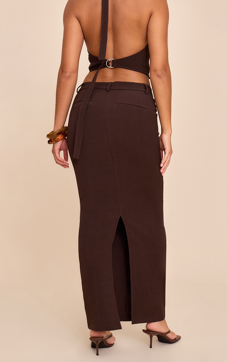 Dark Brown Tailored Woven Maxi Skirt image 3