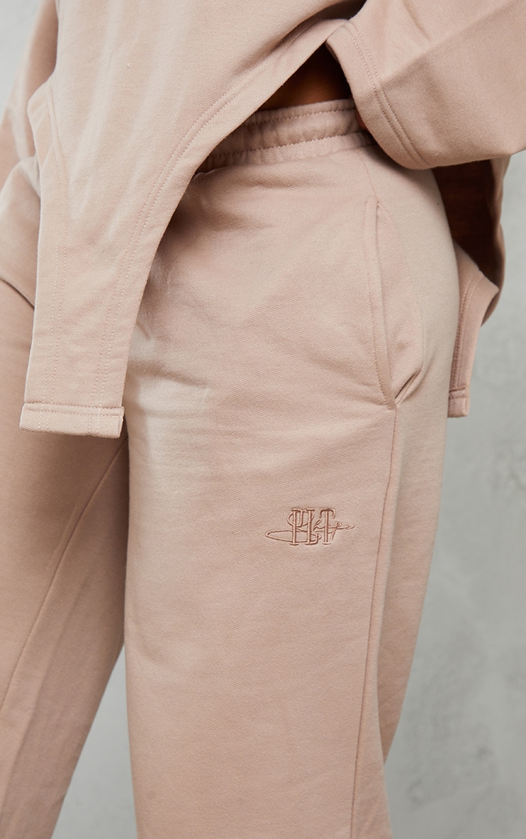 PRETTYLITTLETHING Shape Soft Brown Wide Leg Sweatpants image 4