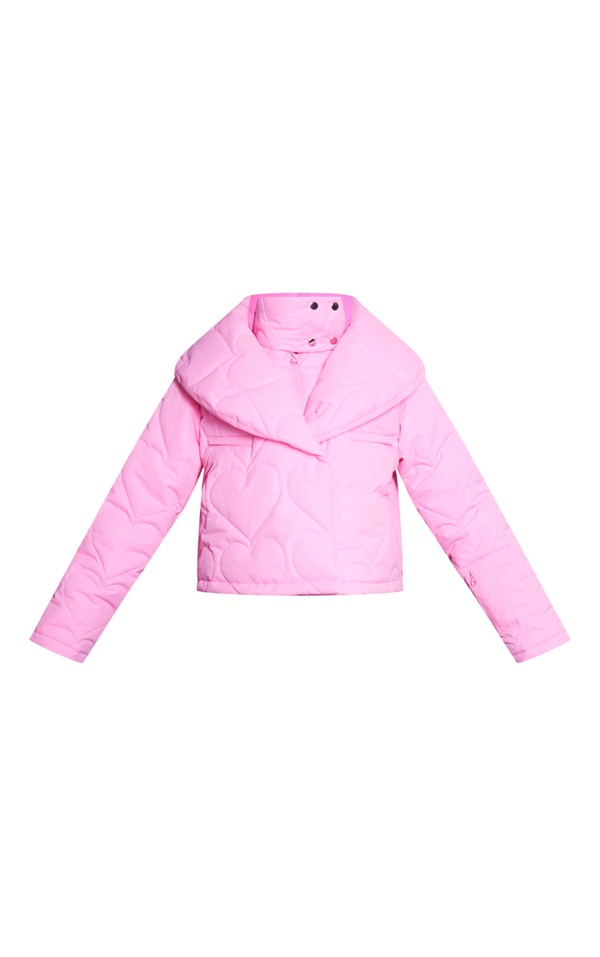 Plt Ski Pink Funnel Neck Oversized Collar Coat PrettyLittleThing