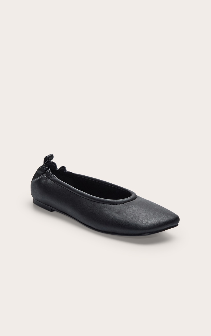 Black Pu Asymmetric Square Toe Ballet Pump | Footwear