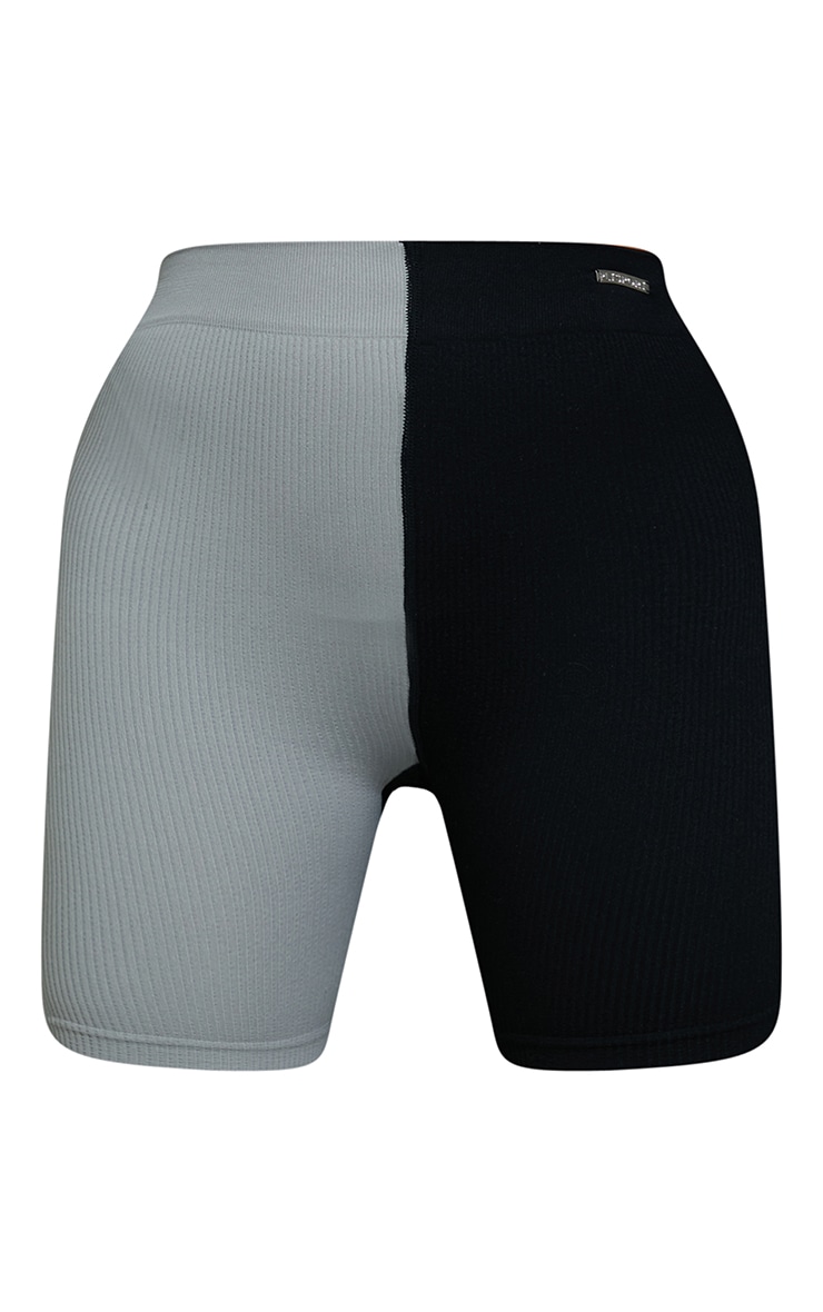 Grey 2 Colour Block Bike Shorts image 6