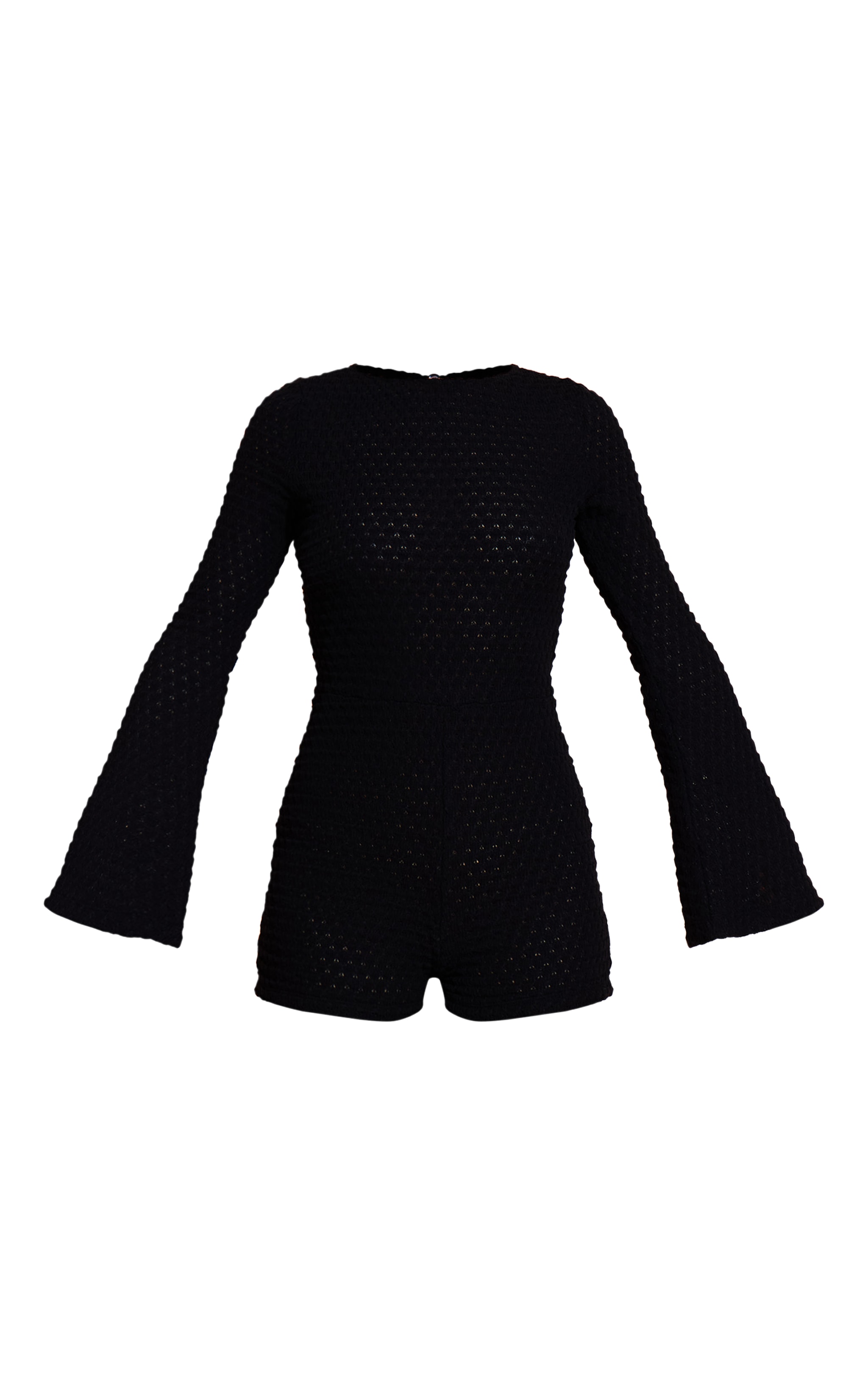 Black Textured Jersey Long Sleeve Cut Out Back Unitard image 5