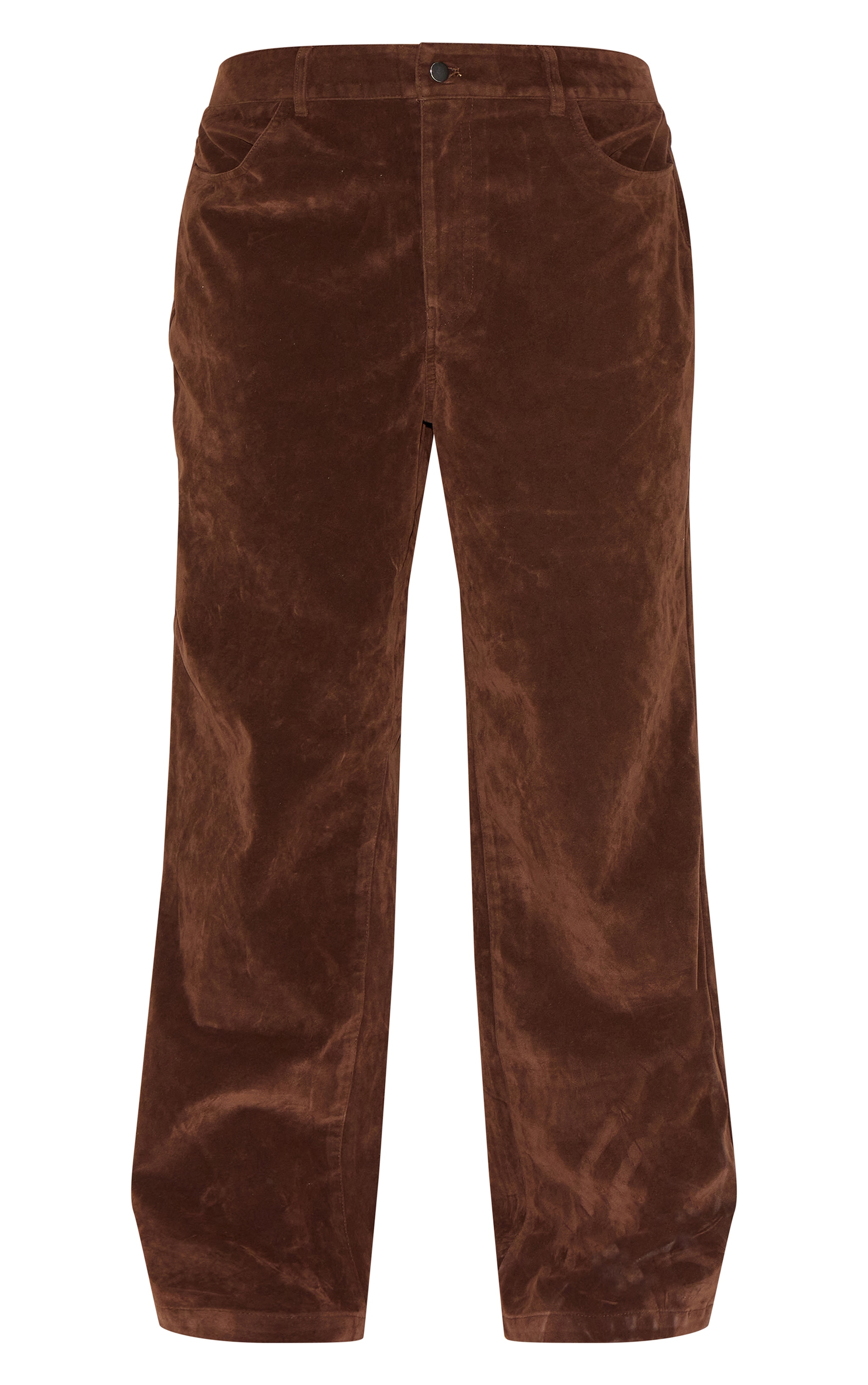 Plus Brown Wide Leg Faux Suede Pants image 1