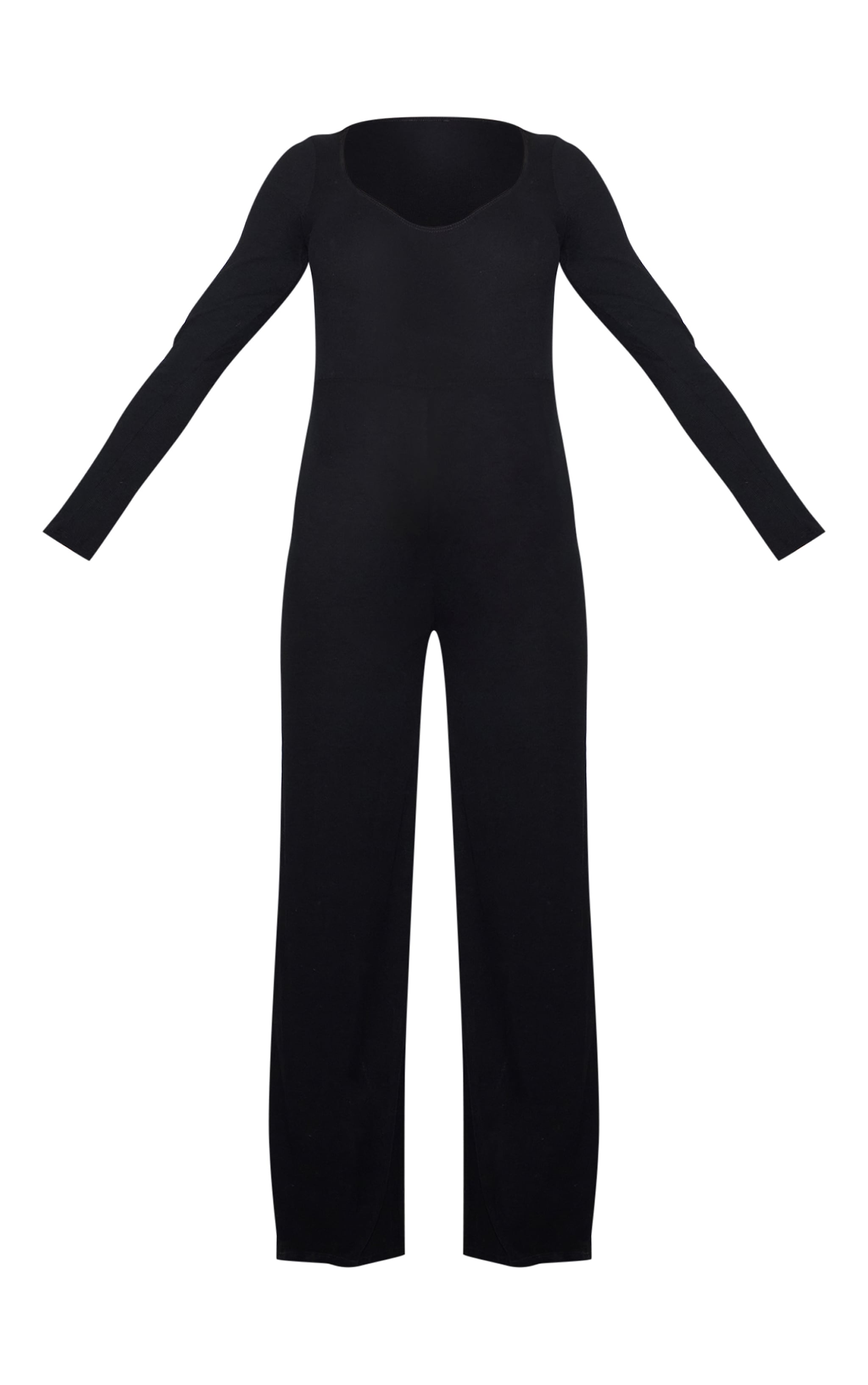Maternity Black Rib Collar Detail Flare Leg Jumpsuit image 5