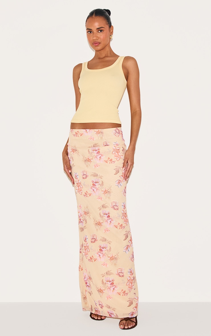Lemon Floral Print Chiffon Maxi Skirt image 2