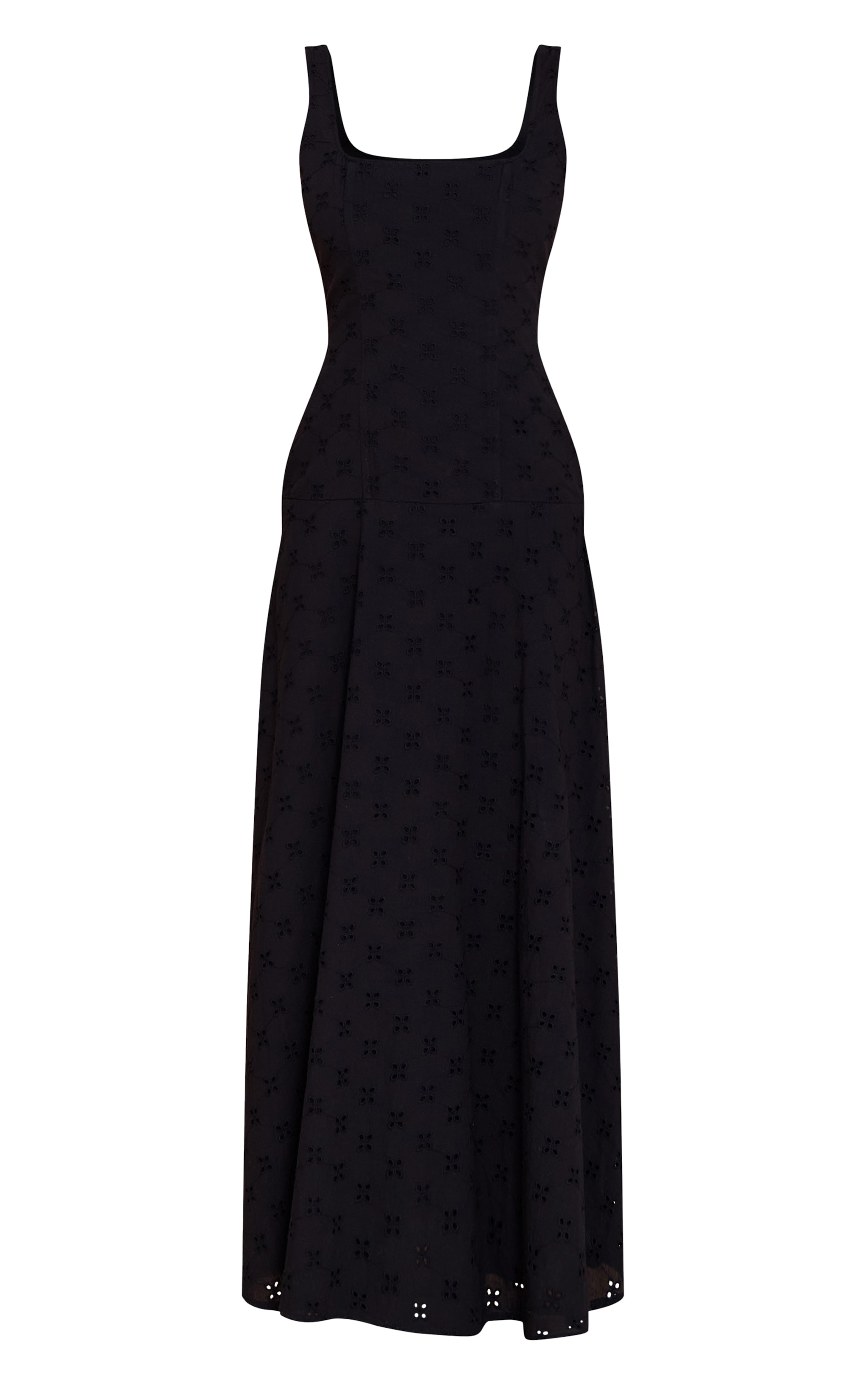 Black Broderie Corset Midaxi Dress image 5