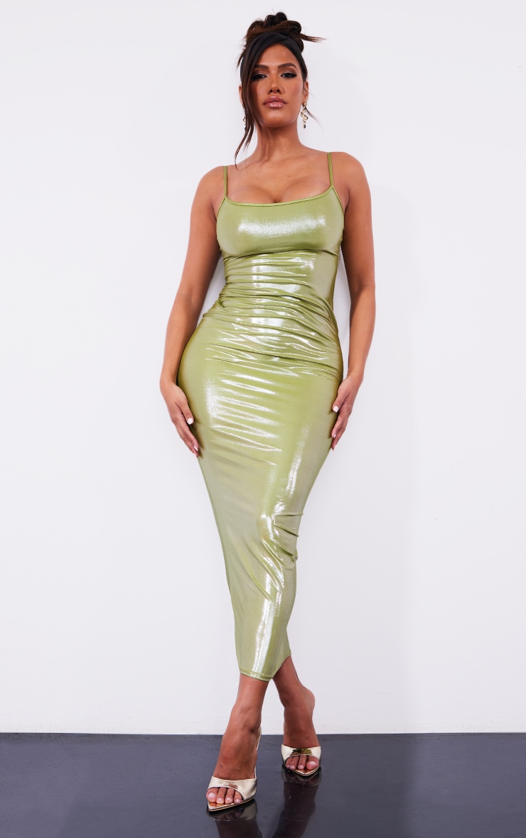 Shape Olive Metallic Strappy Midaxi Dress image 1
