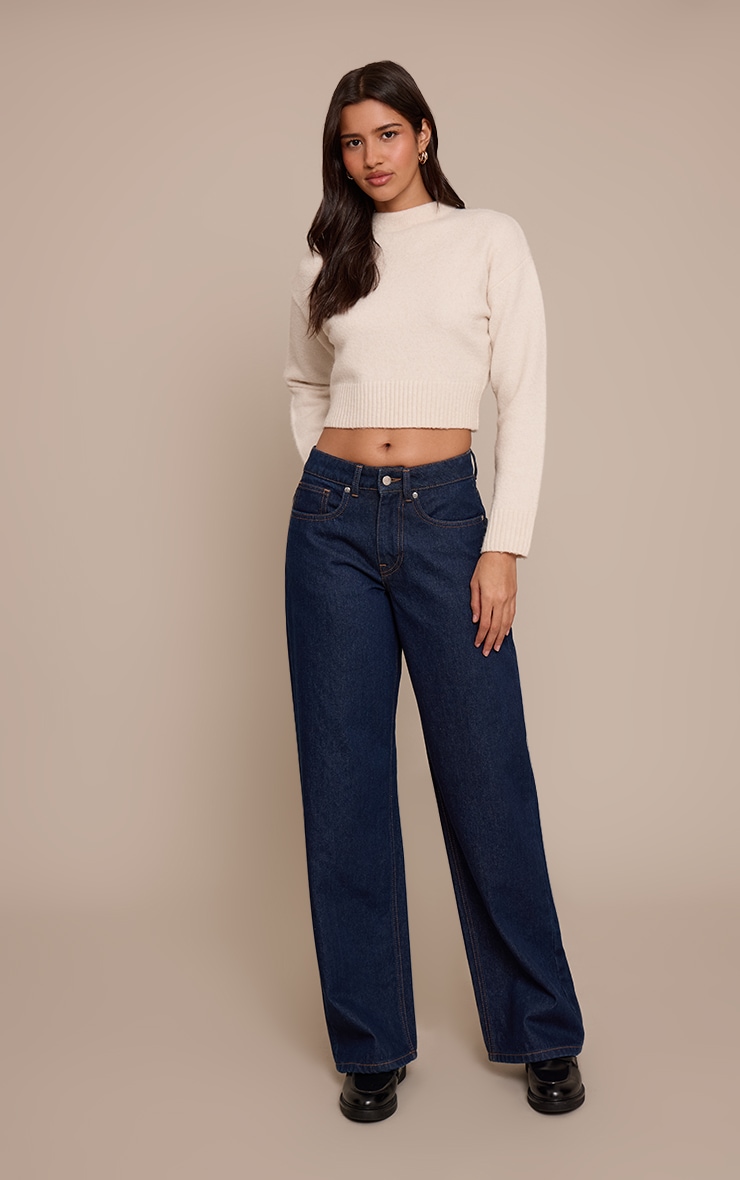 Tall Indigo Mid Rise Wide Leg Jeans image 1