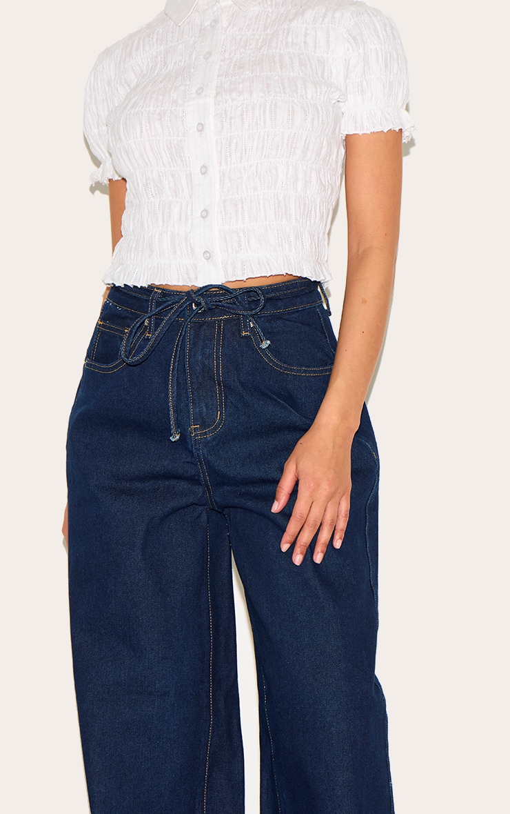Petite Jean large indigo foncé à taille nouée ajustable image 4