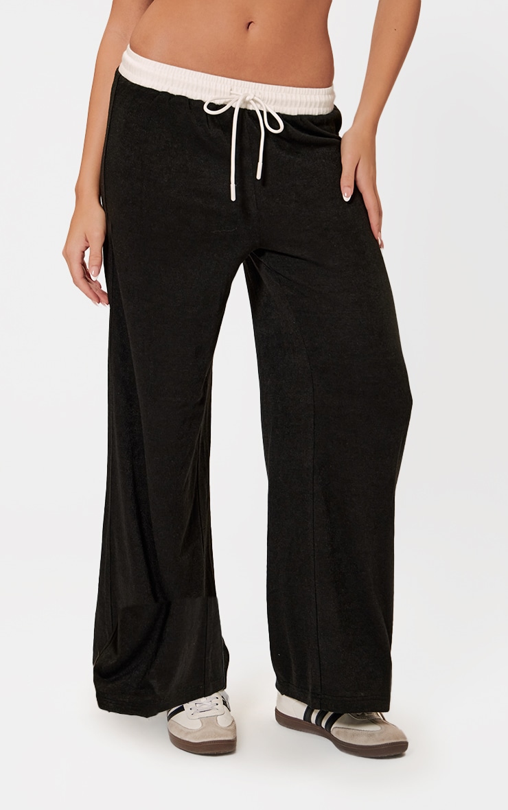 Black Contrast Wide Leg Pants image 2