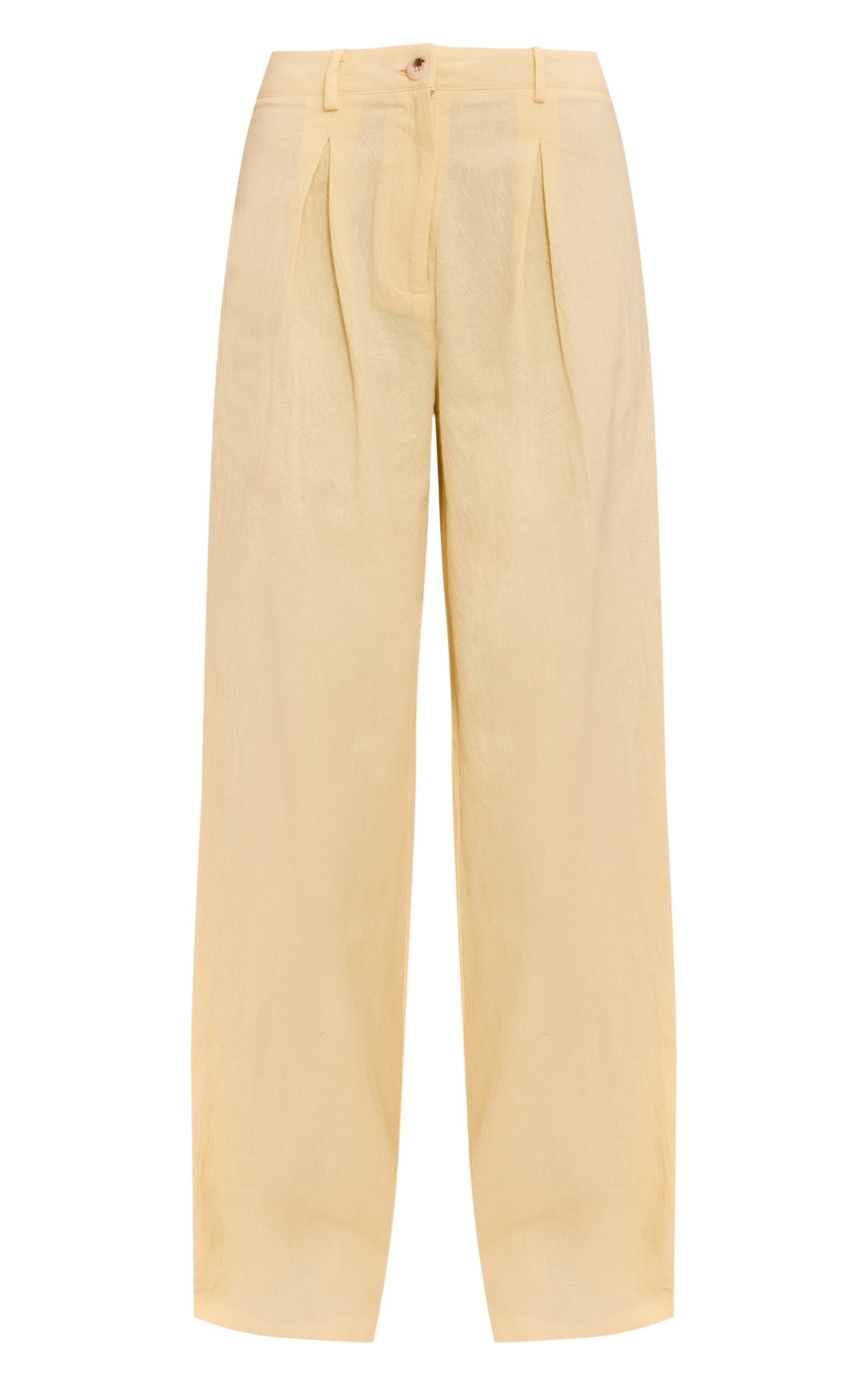 Butter Yellow Linen Look Wide Leg Pleated Pants image 5