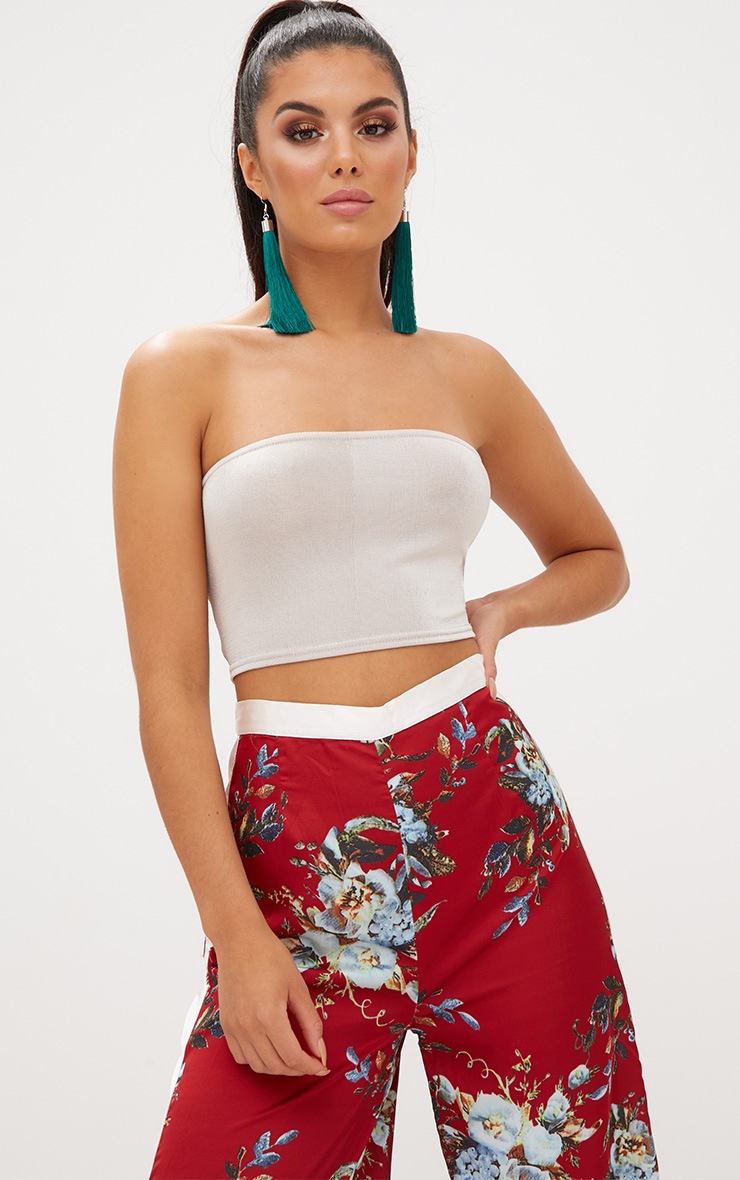 Champagne Shimmer Slinky Bandeau Crop Top. Tops PrettyLittleThing